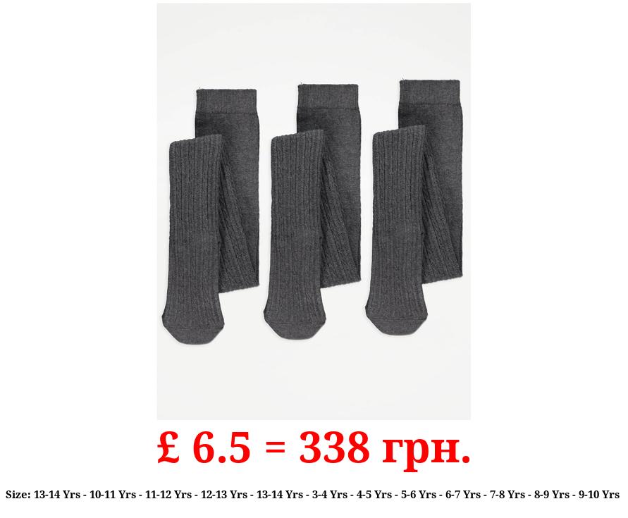 Grey Cable Knit Tights 3 Pack
