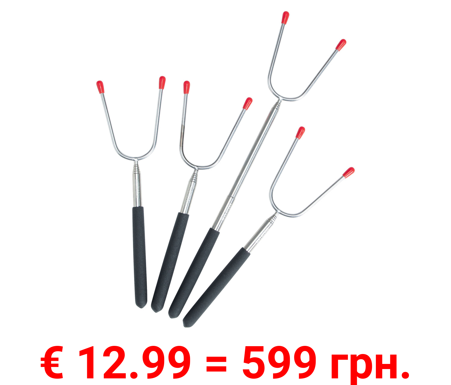 GRILLMEISTER Teleskop-Grillspieße, 4er Set, inkl. Tasche