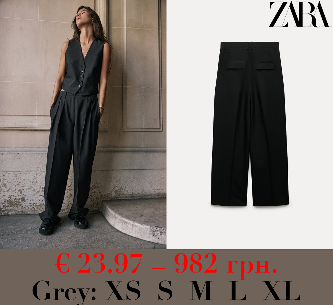 ZW COLLECTION STRAIGHT-FIT PLEATED TROUSERS
