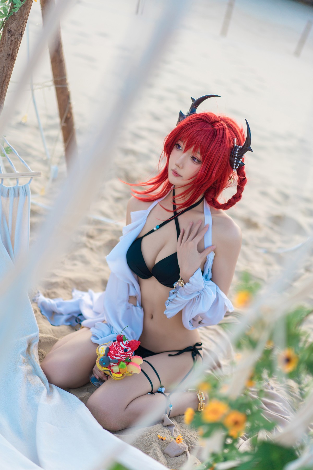Cosplay 阿包也是兔娘 明日方舟 史尔特尔泳装 36