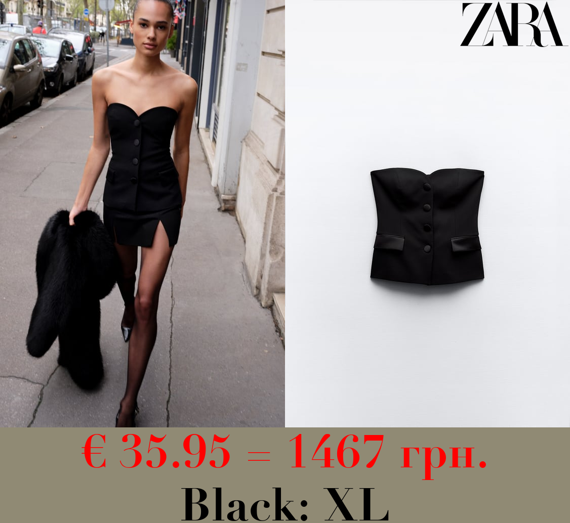 CONTRAST SATIN BUSTIER TOP