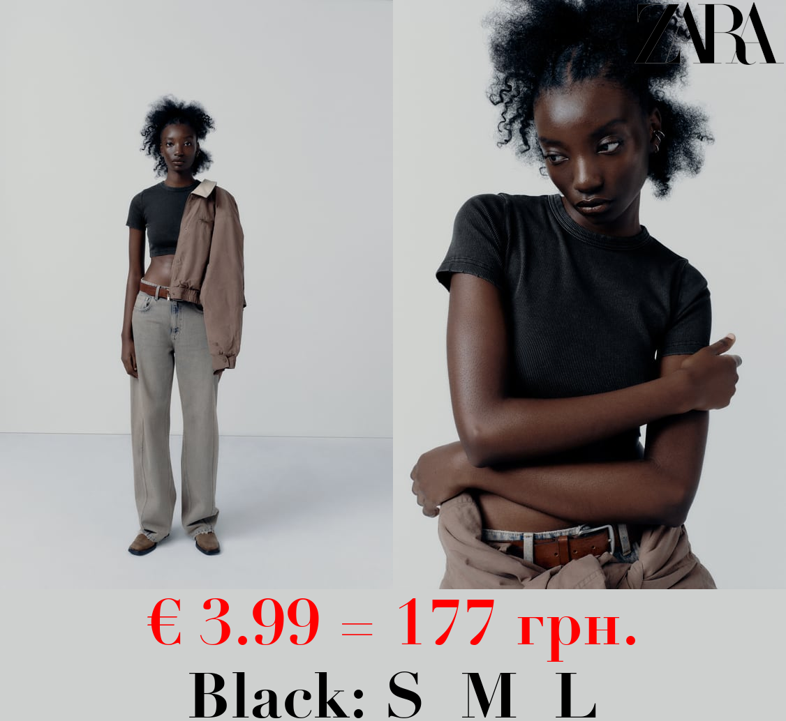 FADED-EFFECT RIBBED CROP TOP