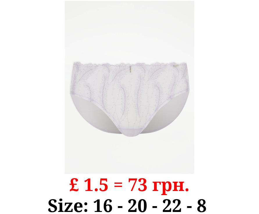 Entice Lilac Feather Lace Short Knickers
