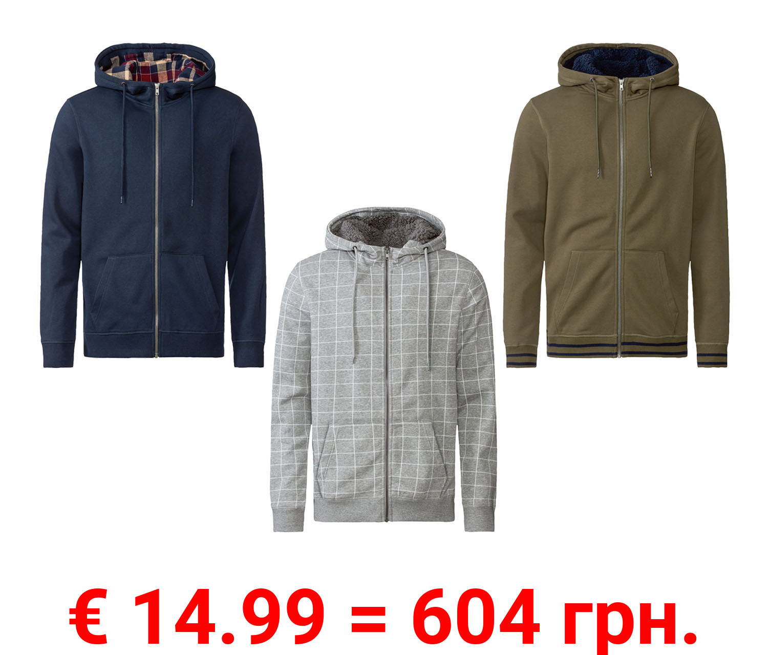 LIVERGY® Herren Sweatjacke, mit Baumwolle