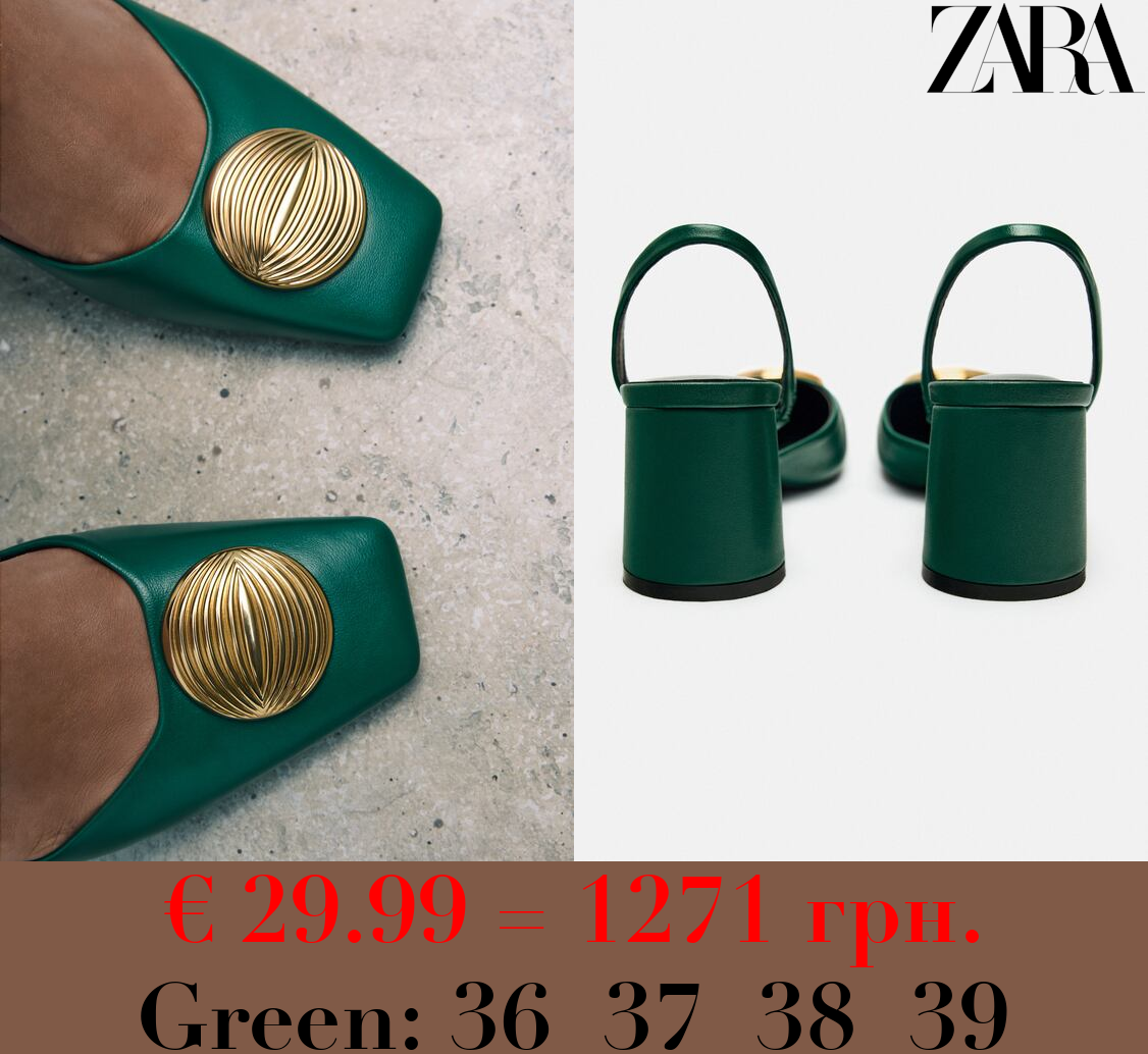 EMBELLISHED LEATHER SLINGBACK SHOES