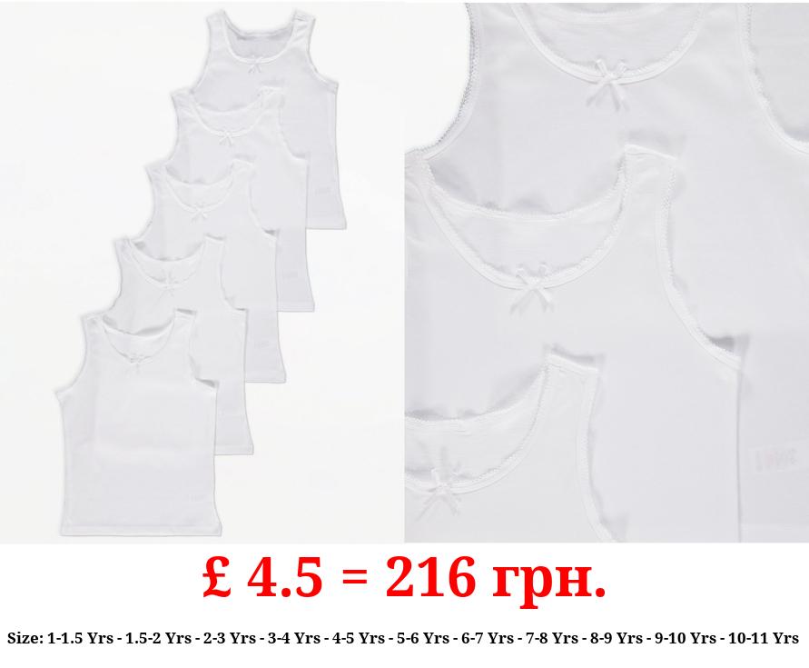 White Plain Vests with Bow 5 Pack