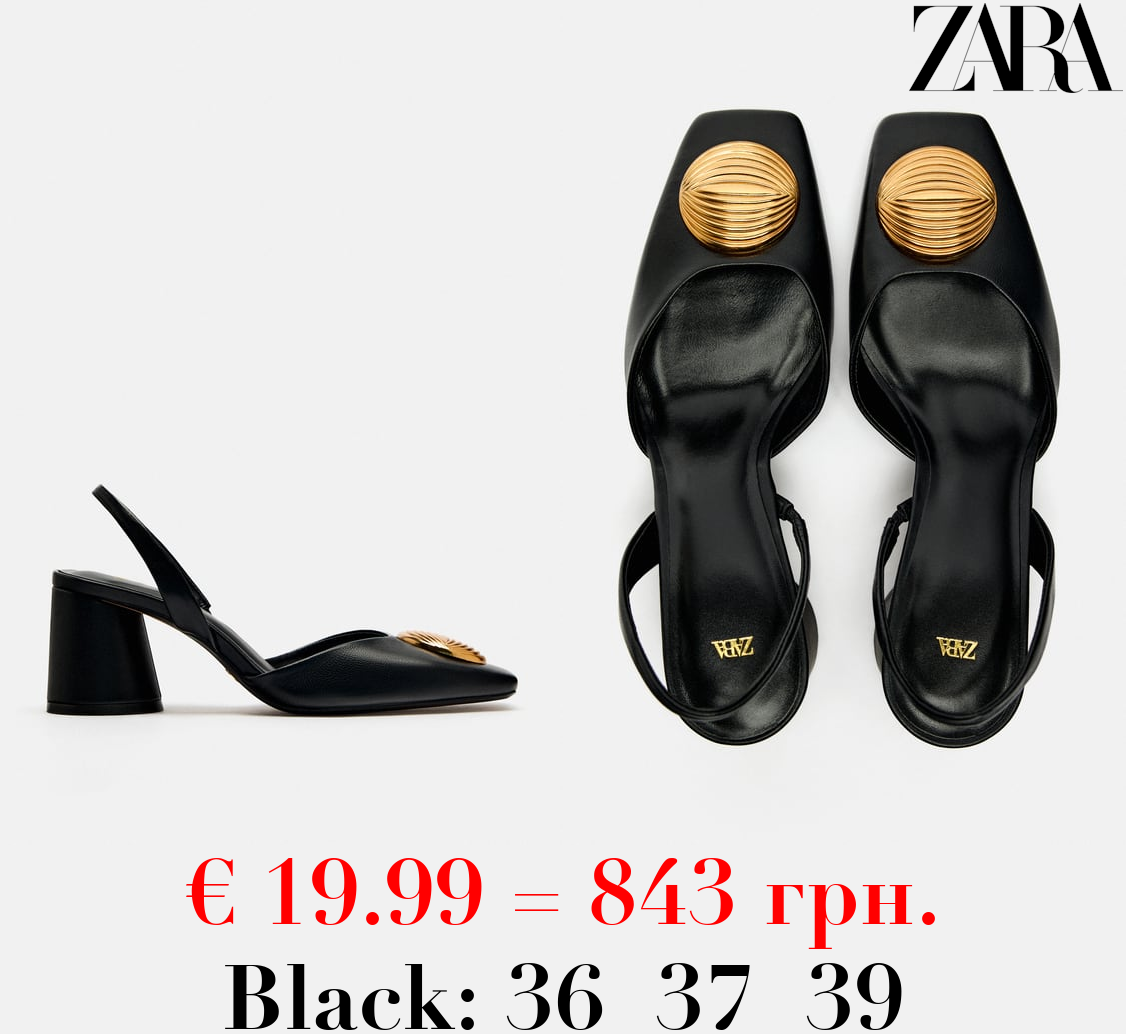 EMBELLISHED LEATHER SLINGBACK SHOES