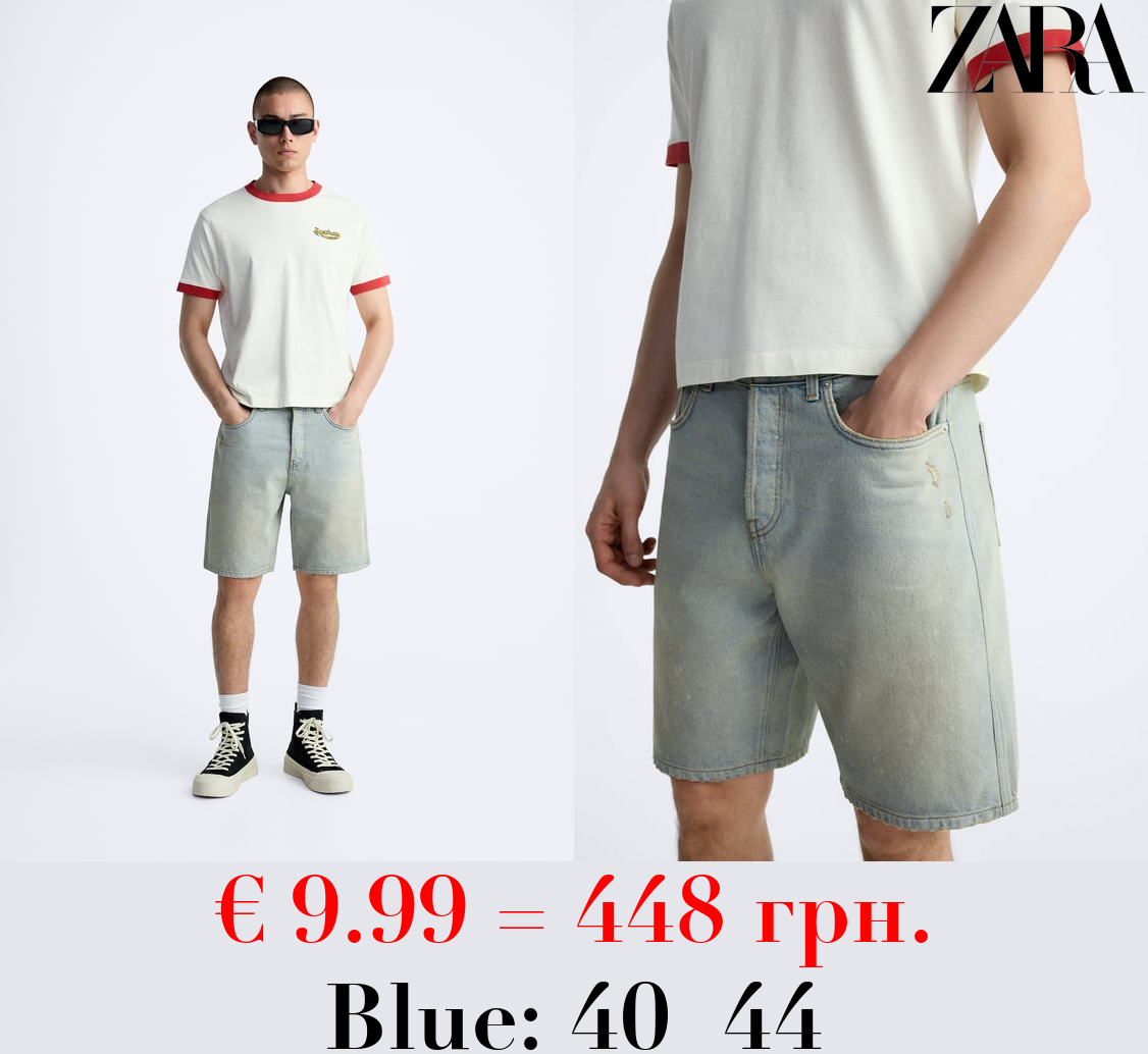 RIPPED DENIM BERMUDA SHORTS