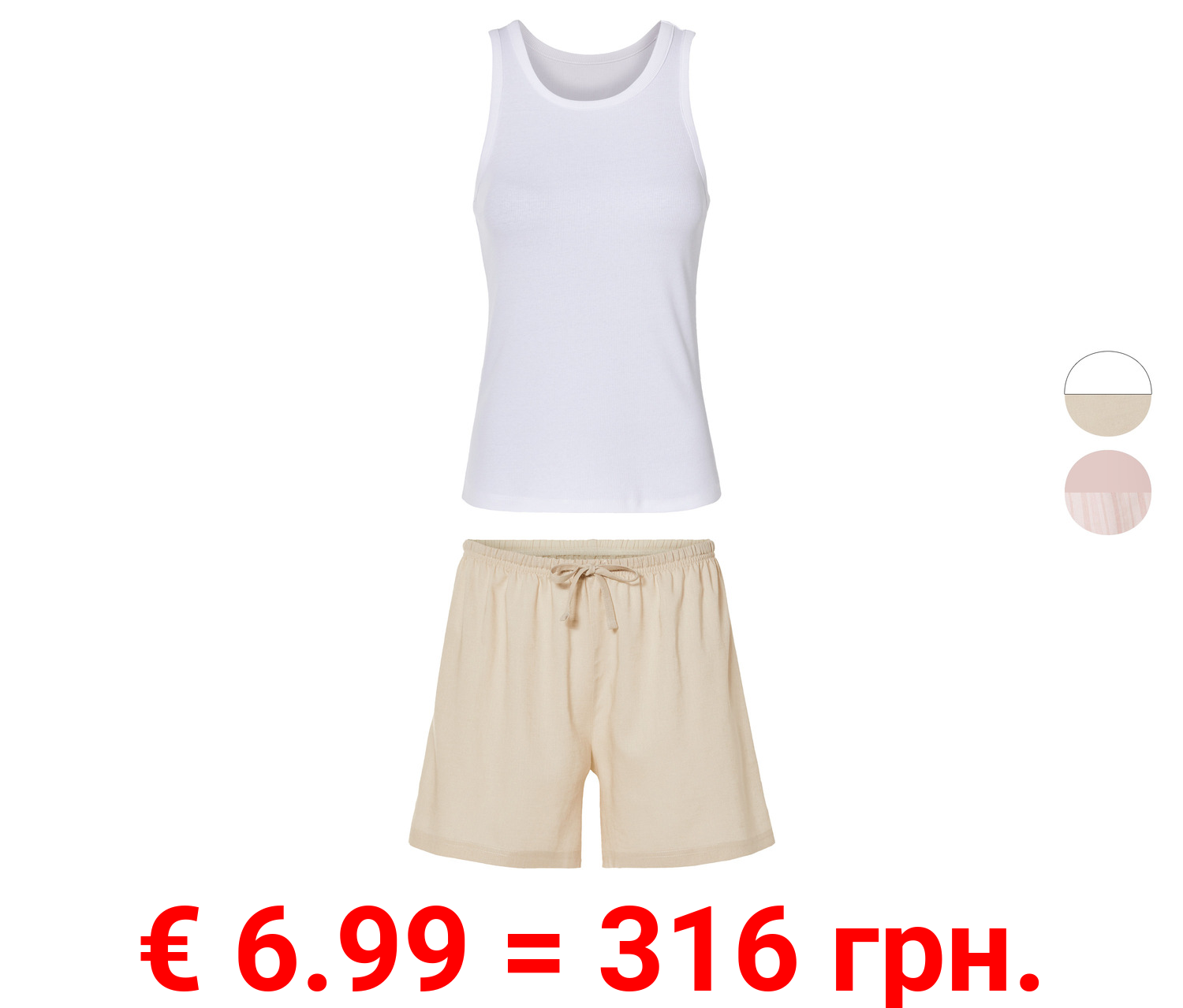 esmara® Damen Pyjama, kurz, in modischer Ripp-Qualität