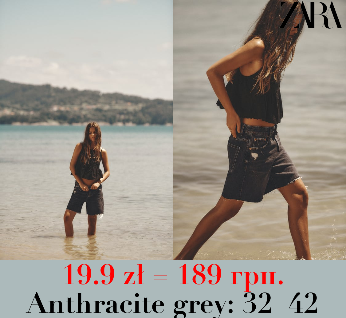 LOOSE FIT DENIM TRF BERMUDA SHORTS