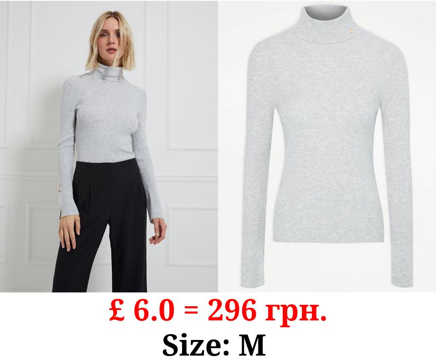 Billie Faiers Grey Ribbed Roll Neck Jumper