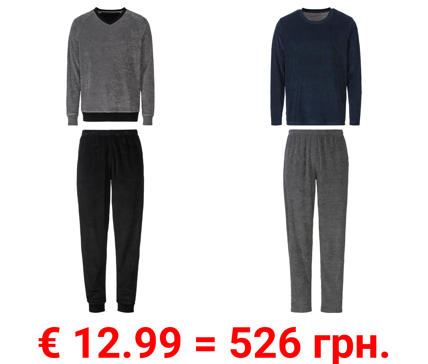 LIVERGY® Herren Frottee-Pyjama mit hohem Baumwollanteil