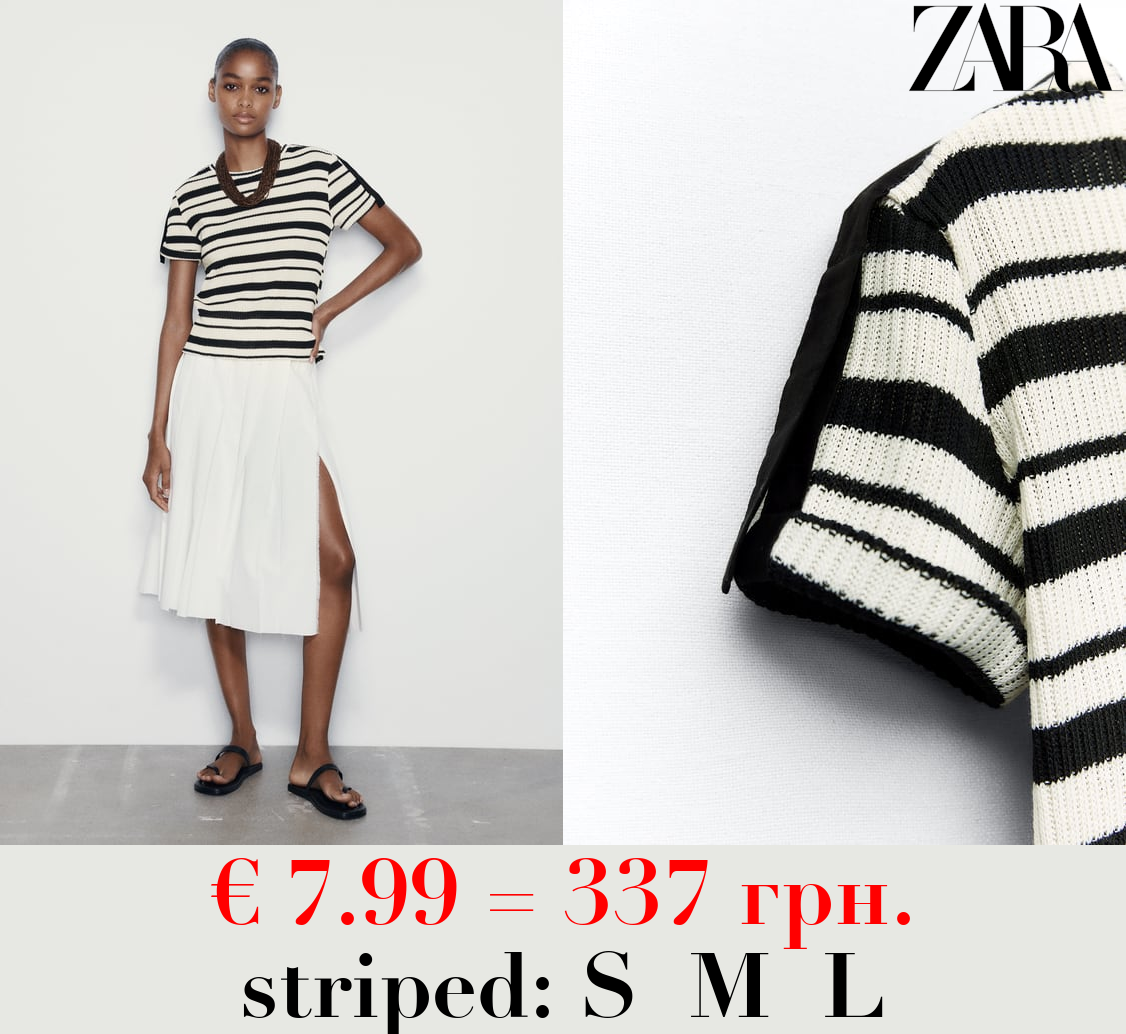 STRIPED RUSTIC T-SHIRT WITH TAB DETAIL