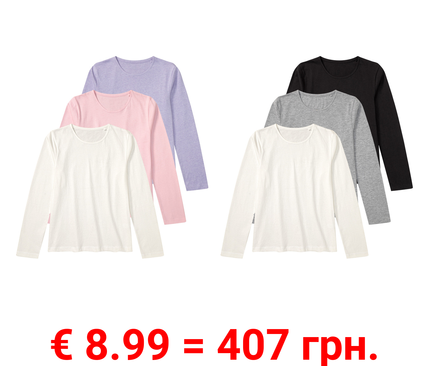 pepperts!® Kinder Mädchen Langarmshirts, 3 Stück, mit Rundhalsausschnitt
