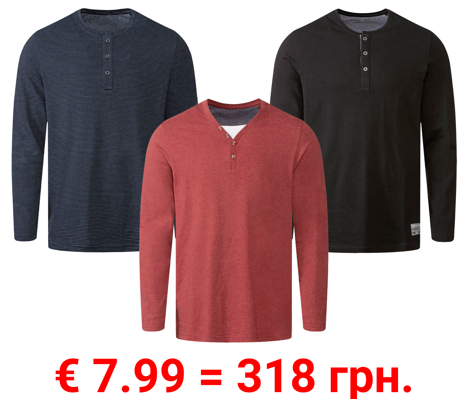 LIVERGY® Herren Langarmshirt, körpernah geschnitten