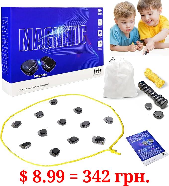 Magnetic Chess Game, Multiplayer Magnet Board Game with Stones, Strategy Table Top Magnet Game,Portable Magnetic Battle Chess with Storage Bag, Fun Chess Board Family Games