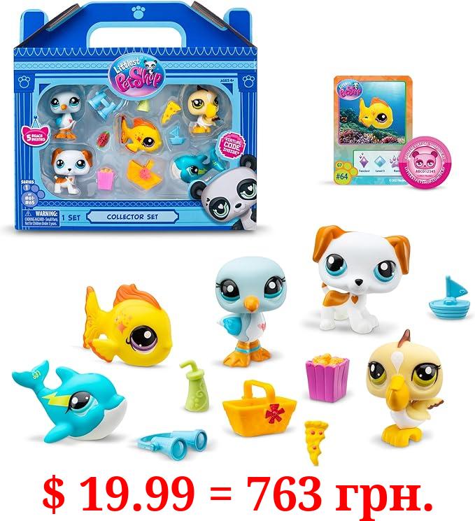 Littlest Pet Shop, Collector Set, Beach Besties Theme - Gen 7, Pets #61 to #65, Authentic LPS Bobble Head Figure, Collectible Imagination Toy Animal, Kidults, Girls, Boys, Kids, Tweens Ages 4+