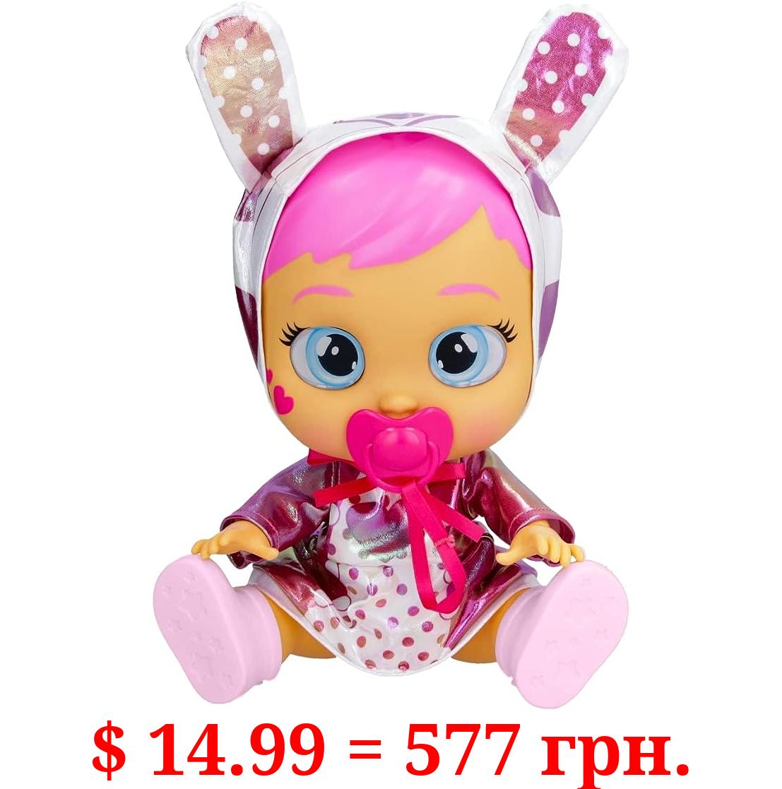 Cry Babies Stars Coney -12" Baby Doll | Pink and White Shiny Iridescent Dress with Bunny Themed Hoodie, for Girls and Kids 18M and Up
