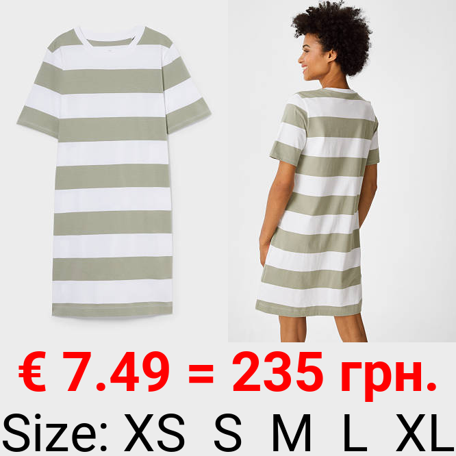 Basic-T-Shirt-Kleid - Bio-Baumwolle - gestreift