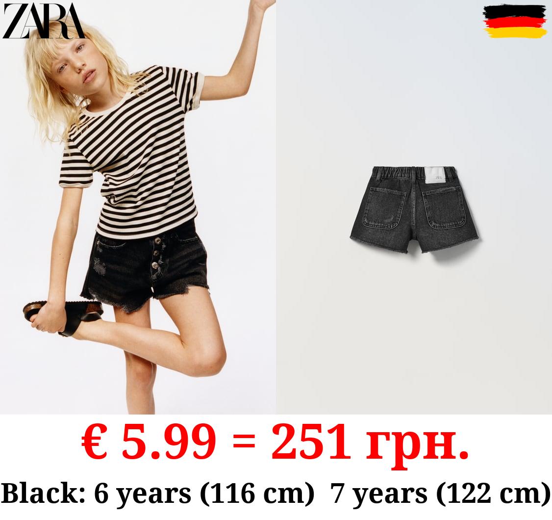 FRAYED DENIM BERMUDA SHORTS