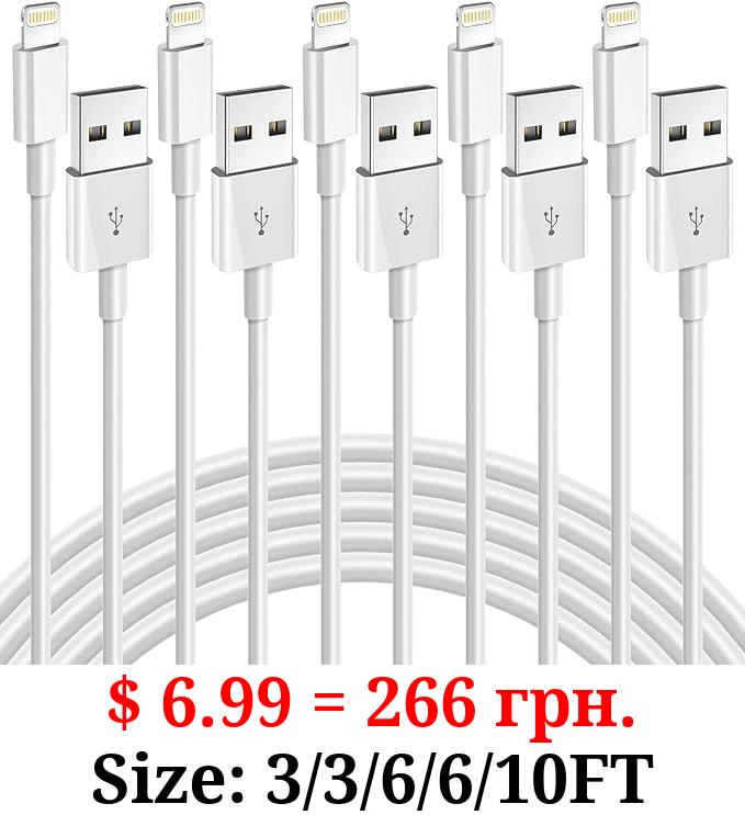 iPhone Charger, 5Pack(3/3/6/6/10FT) [Apple MFi Certified] Apple Charging Cables Lightning Cable Fast iPhone Charging Cord for iPhone 14/13/12/11/11Pro/11Max/ X/XS/XR/XS