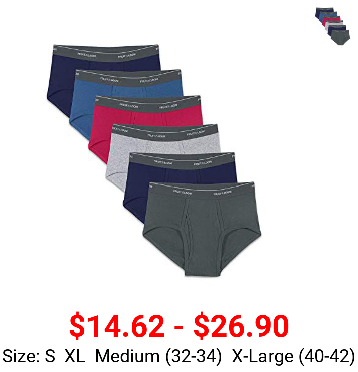 Fruit of the Loom Men's Fashion Brief (Pack of 6), Solids, X-Large