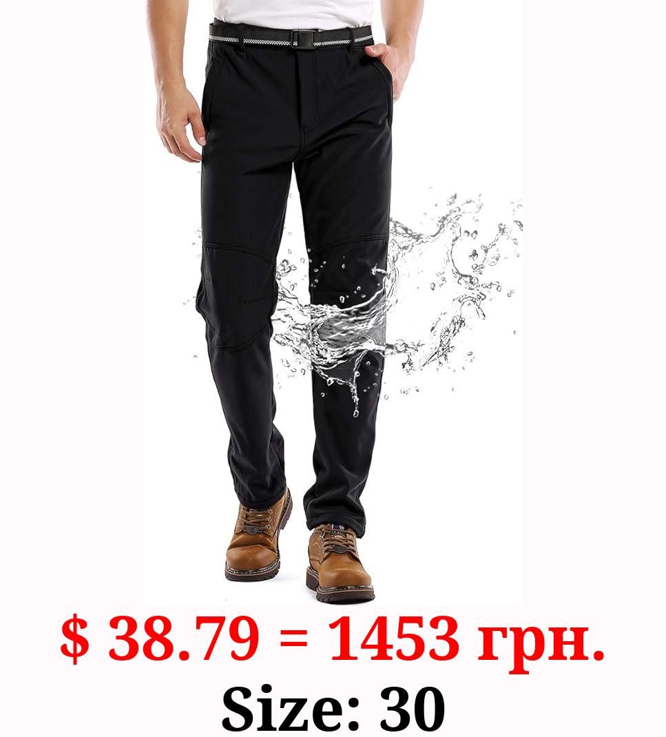 Jessie Kidden Mens Waterproof Hiking Pants, Outdoor Snow Ski Fishing Fleece Lined Insulated Soft Shell Winter Pants