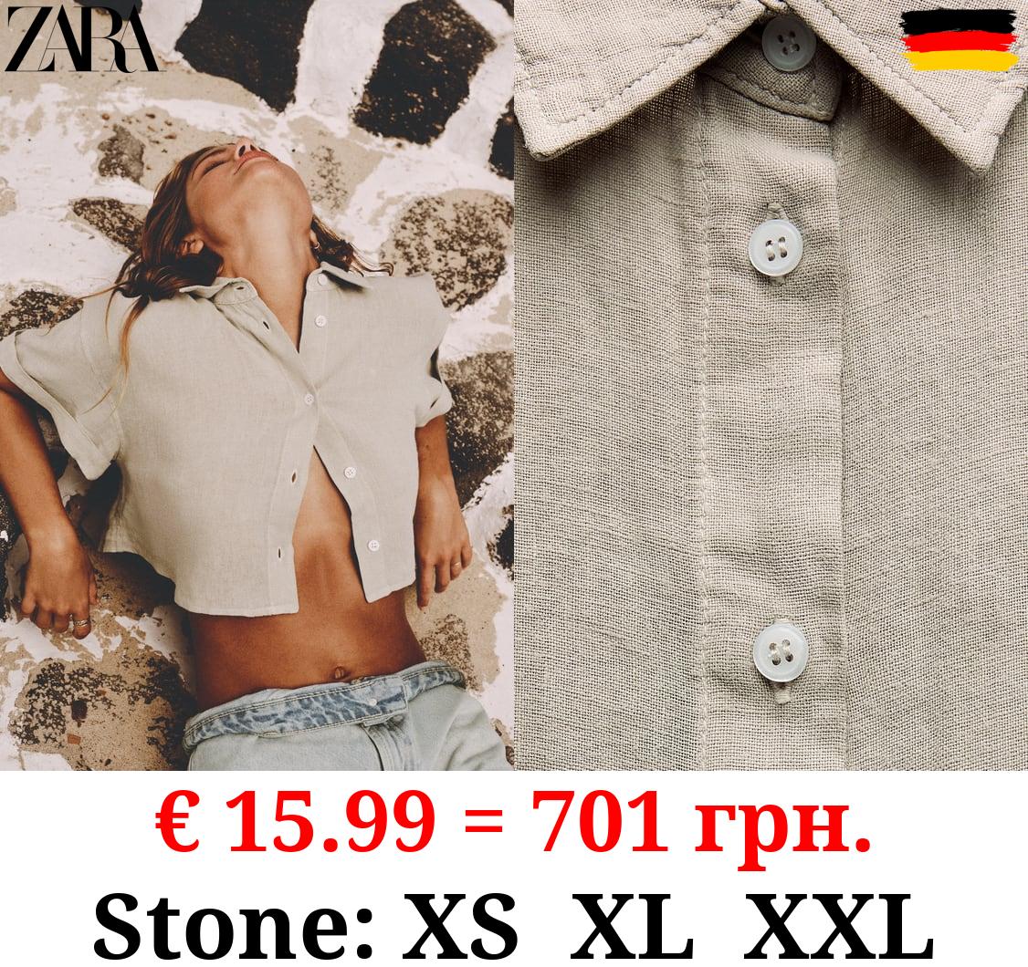 CROPPED 100% LINEN SHIRT