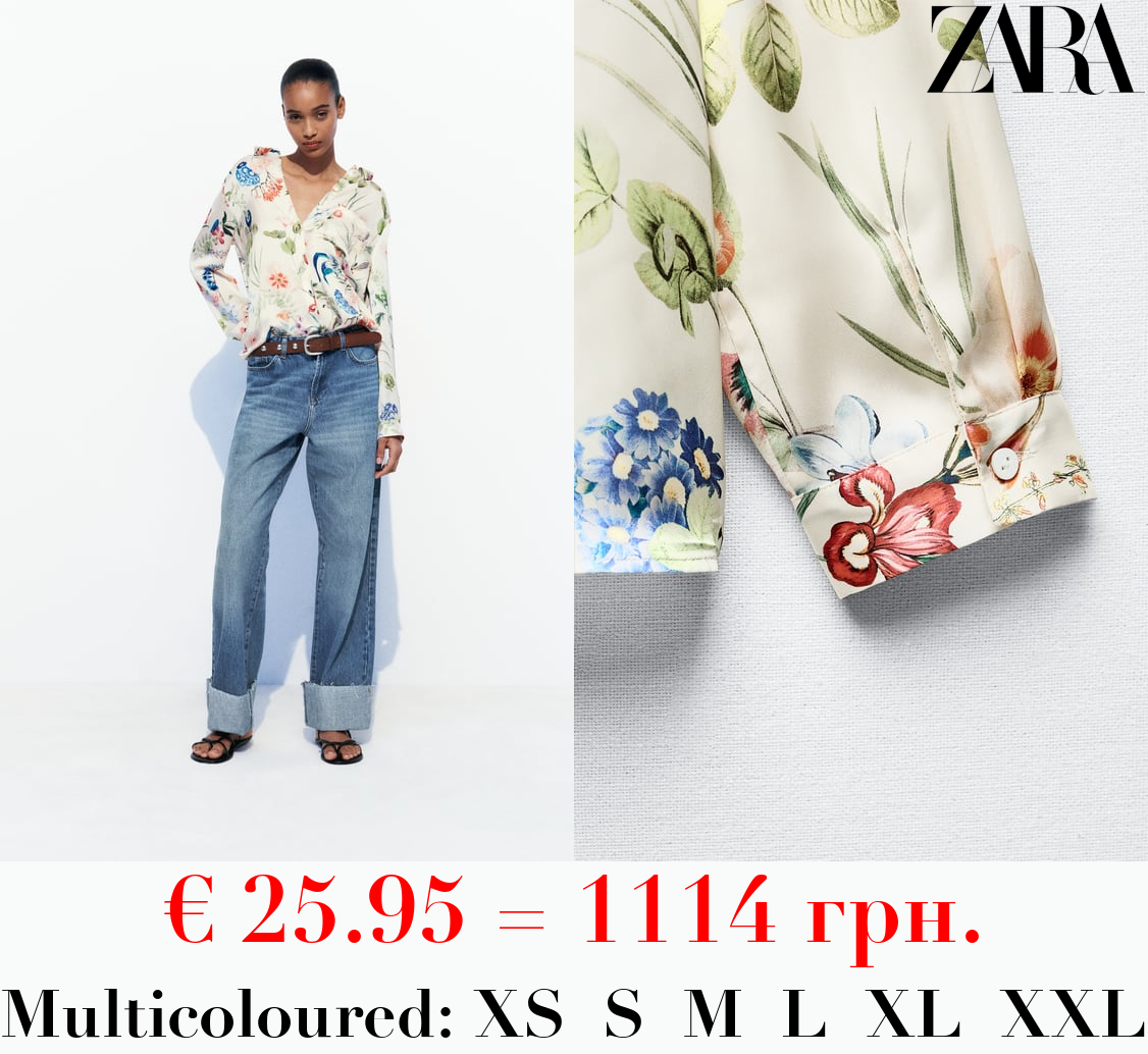 SATIN FLORAL PRINT SHIRT