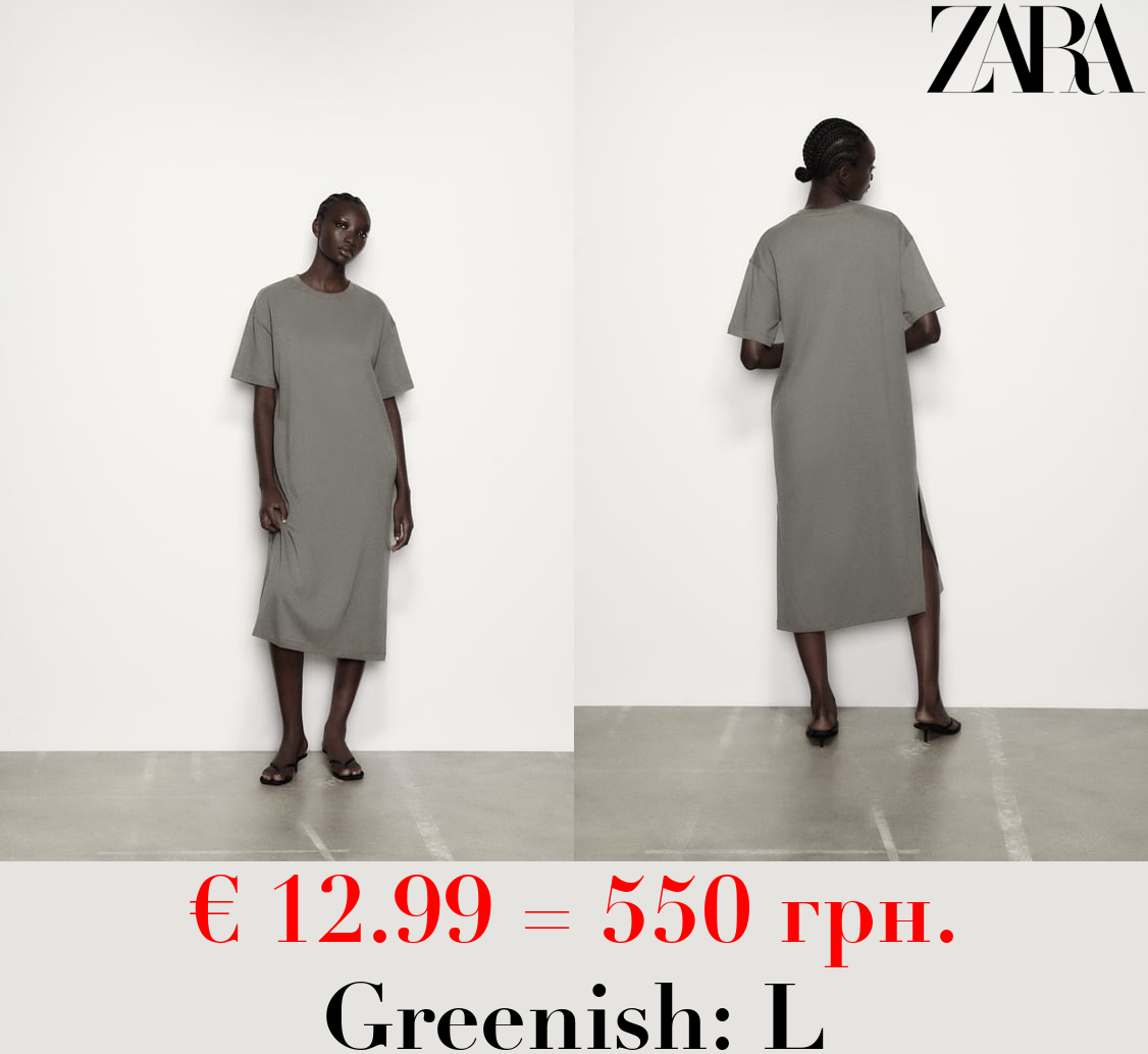 HEAVY COTTON T-SHIRT DRESS WITH SLITS