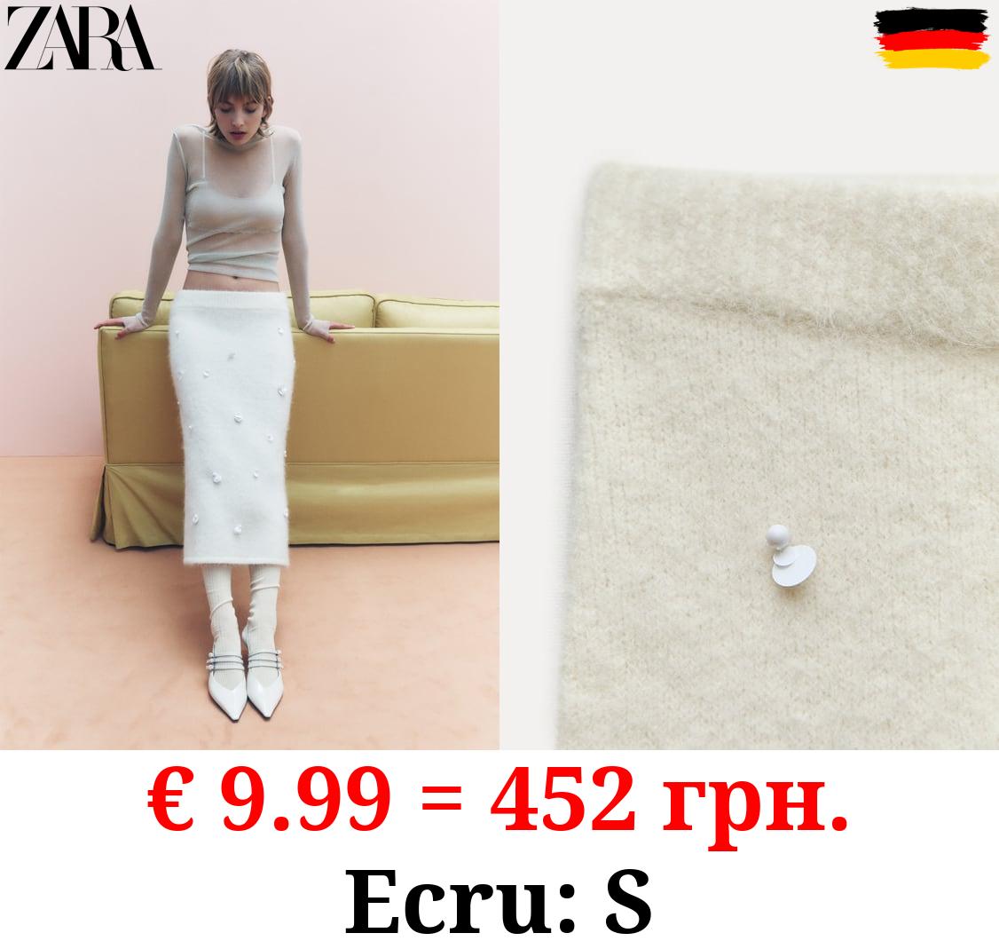 ALPACA BLEND KNIT SKIRT WITH SEQUINS