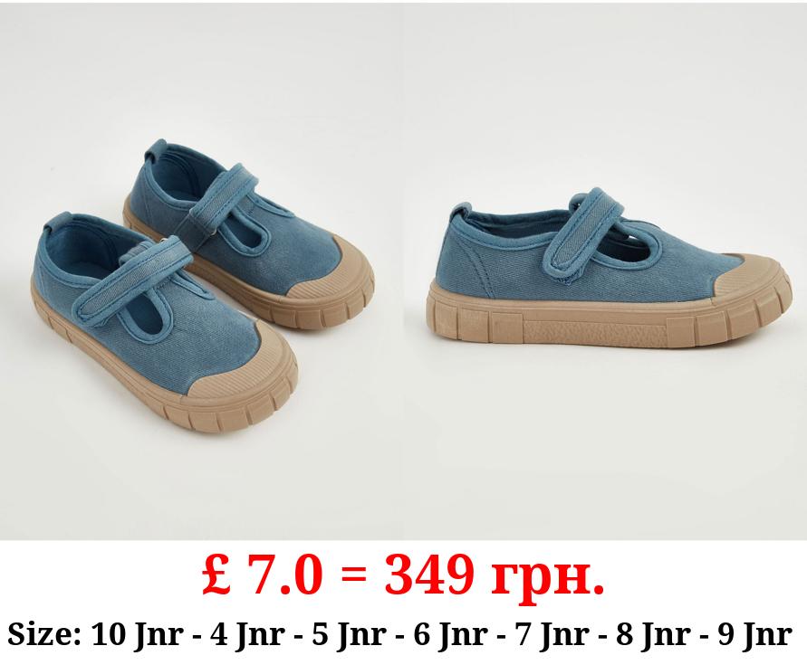 Blue T-Bar Canvas Shoes