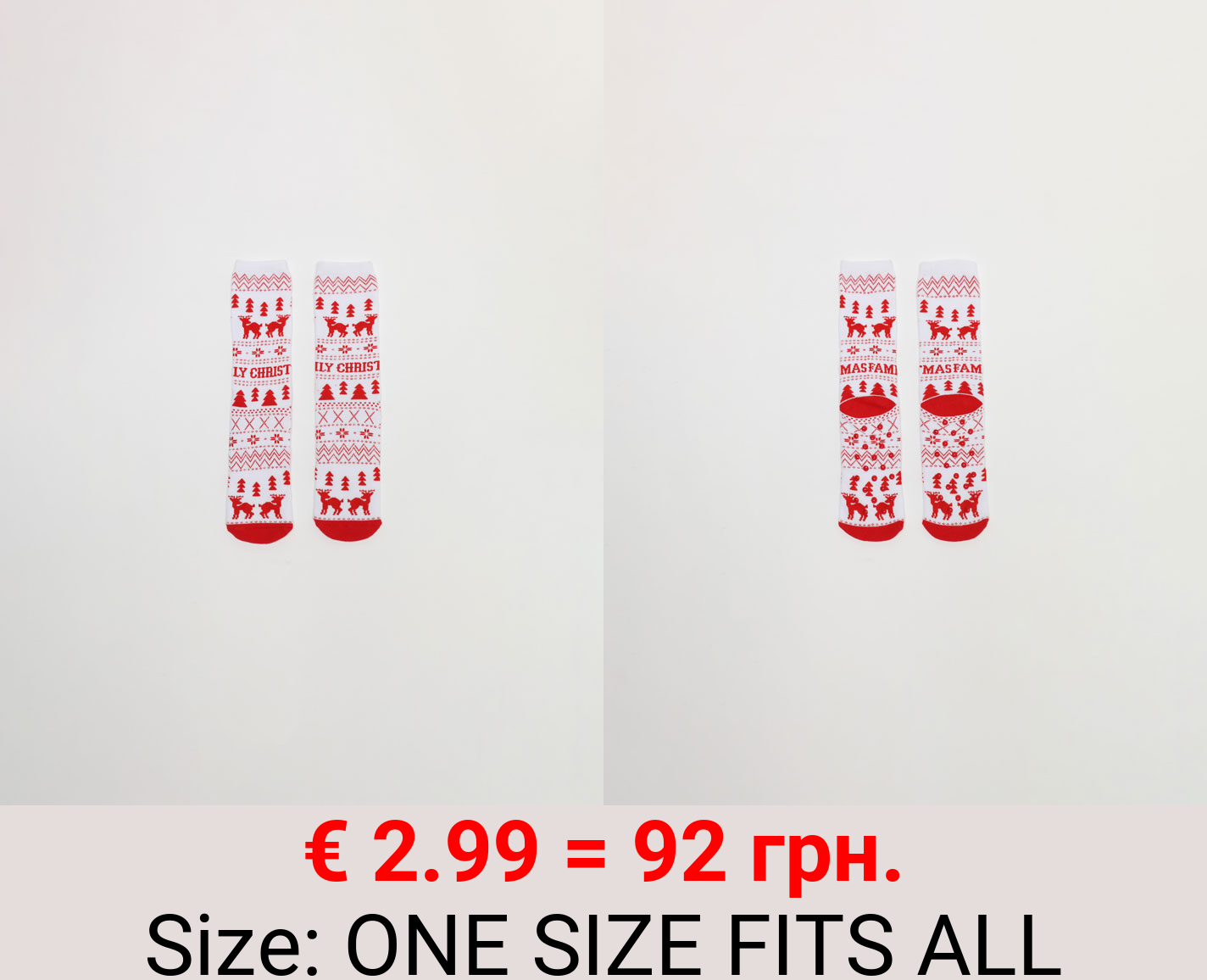 Pair of reindeer family Christmas socks
