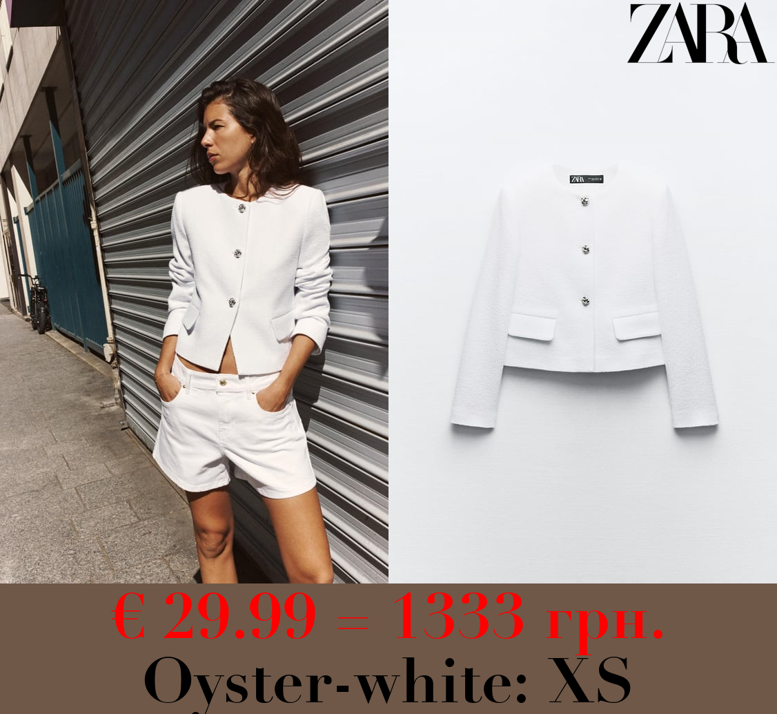 ROUND NECK TEXTURED BLAZER