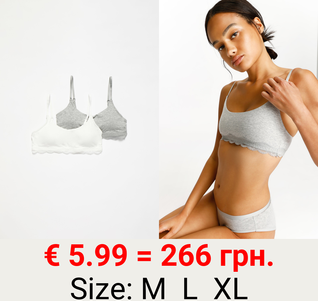 Pack of 2 bras with gathering