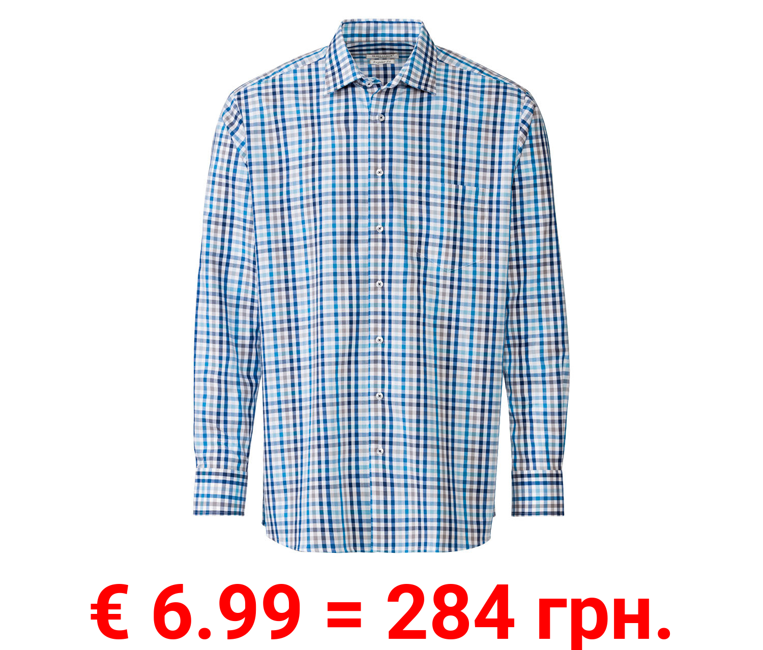 Nobel League Herren Businesshemd, Regular Fit, kariert/blau/weiß