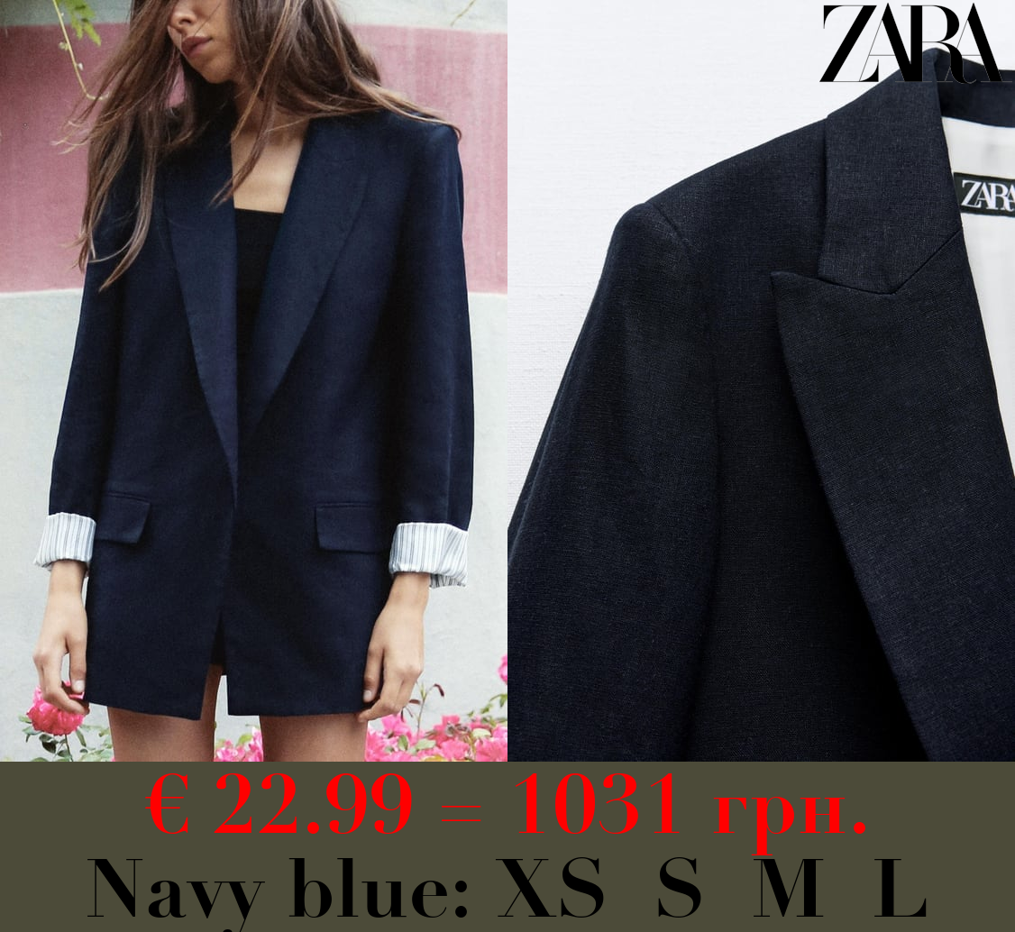 LINEN BLEND OPEN BLAZER