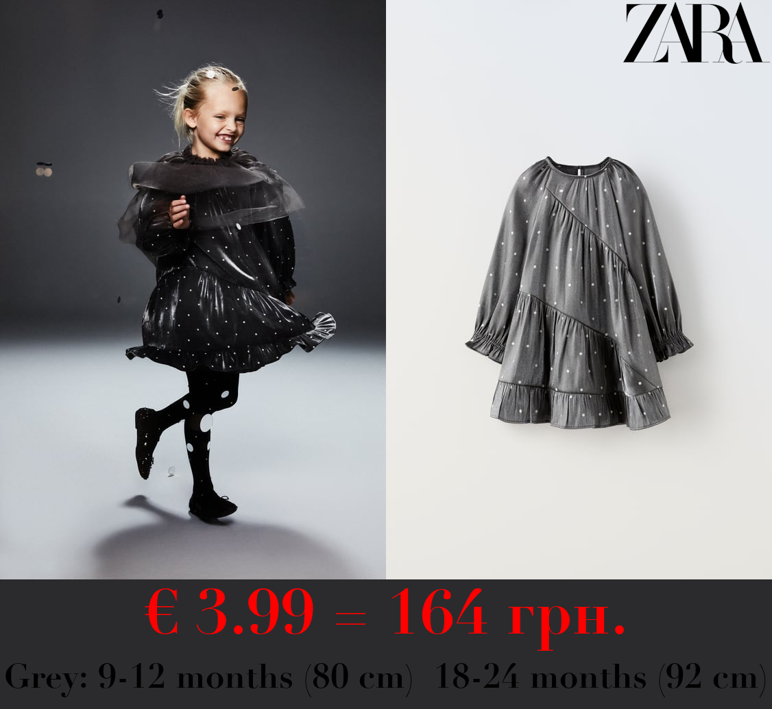 SHINY PANELLED POLKA DOT DRESS