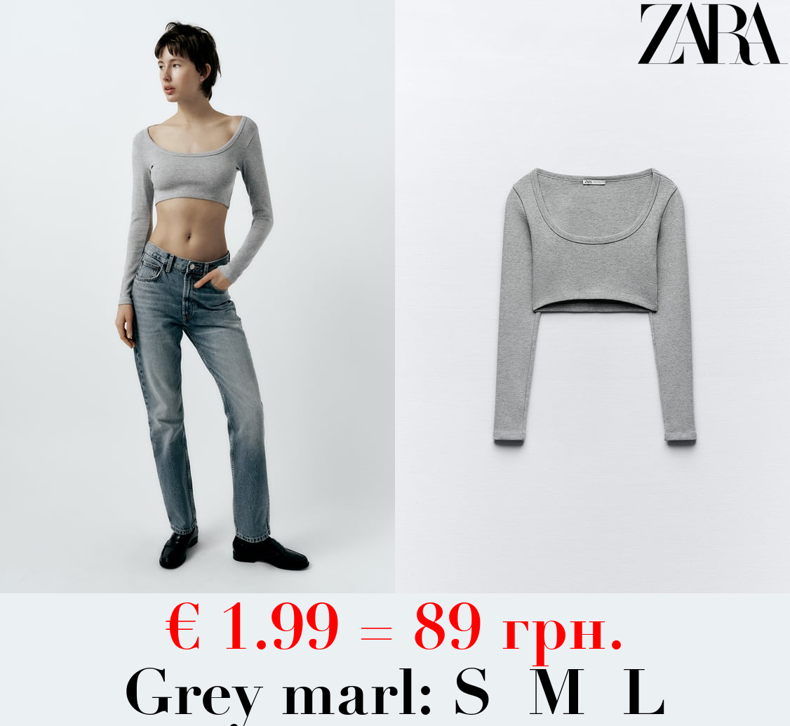 LONG SLEEVE RIBBED CROP TOP