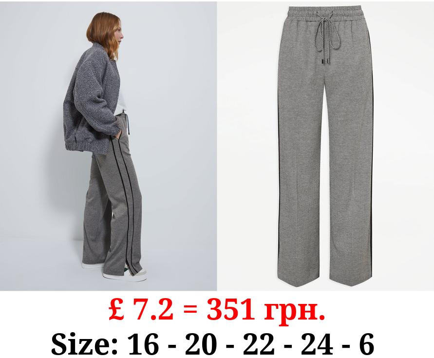 Dogtooth Side Stripe Wide Leg Joggers