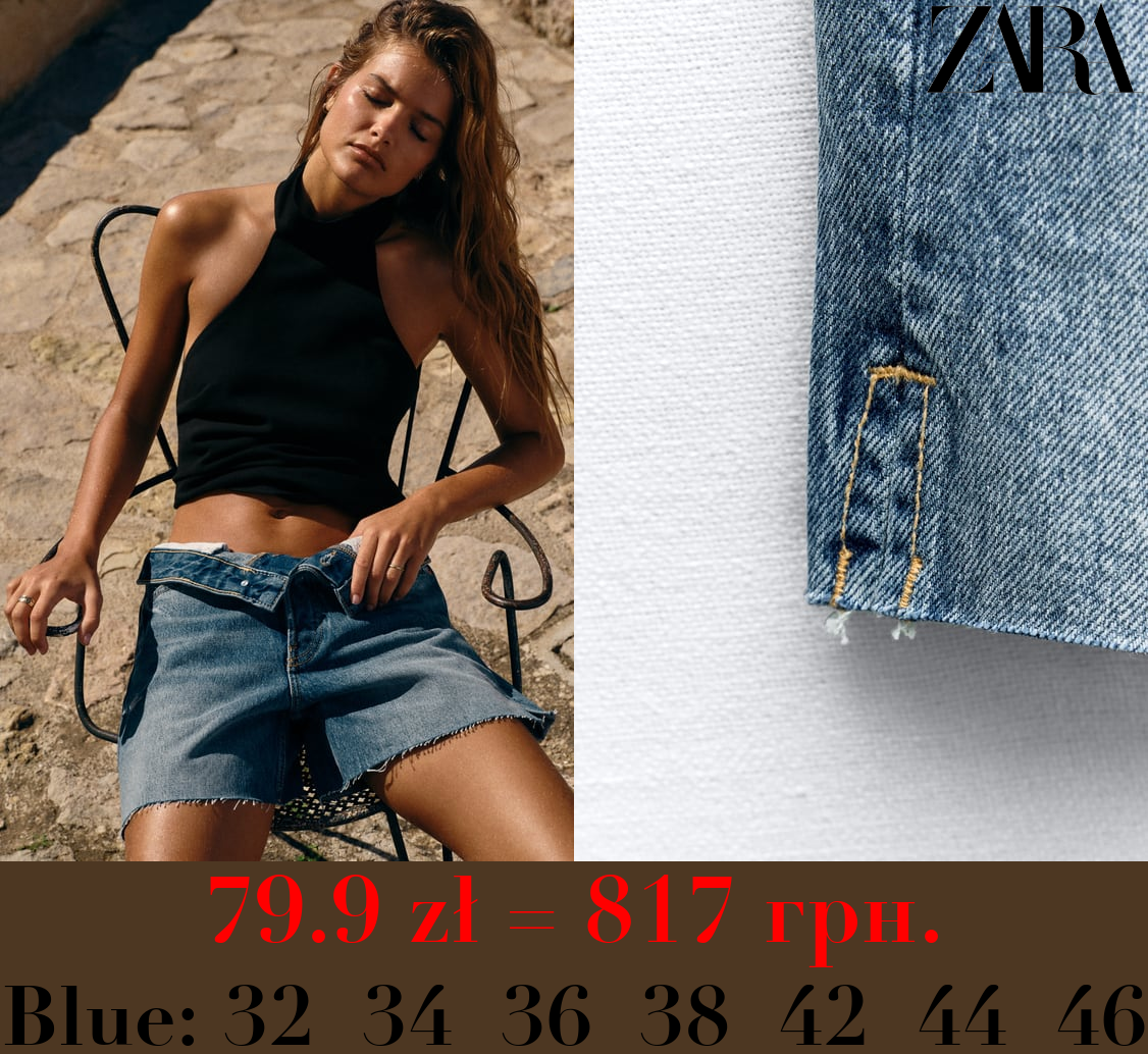 TRF BOYFRIEND MID-RISE DENIM BERMUDA SHORTS