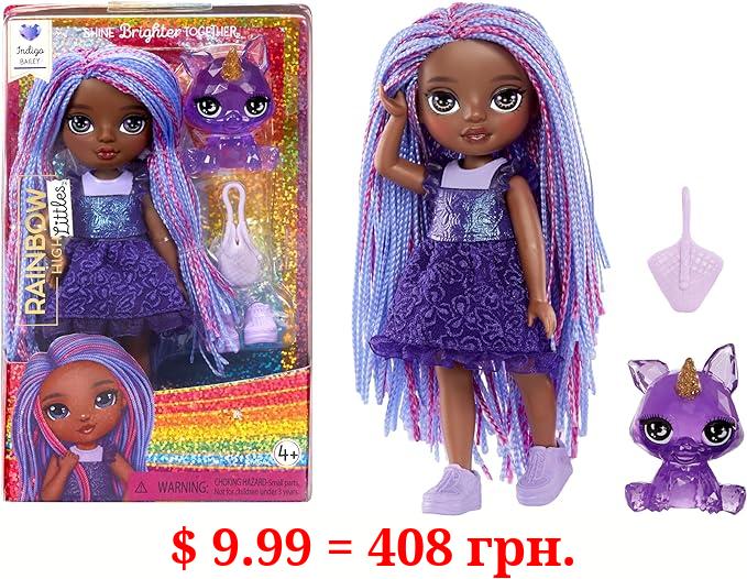 Rainbow High Littles – Indigo Bailey, Purple 5.5" Posable Small Doll with Purse, Magical Pet Fox, Girls Toy Gift, Kids Ages 4-12 Years
