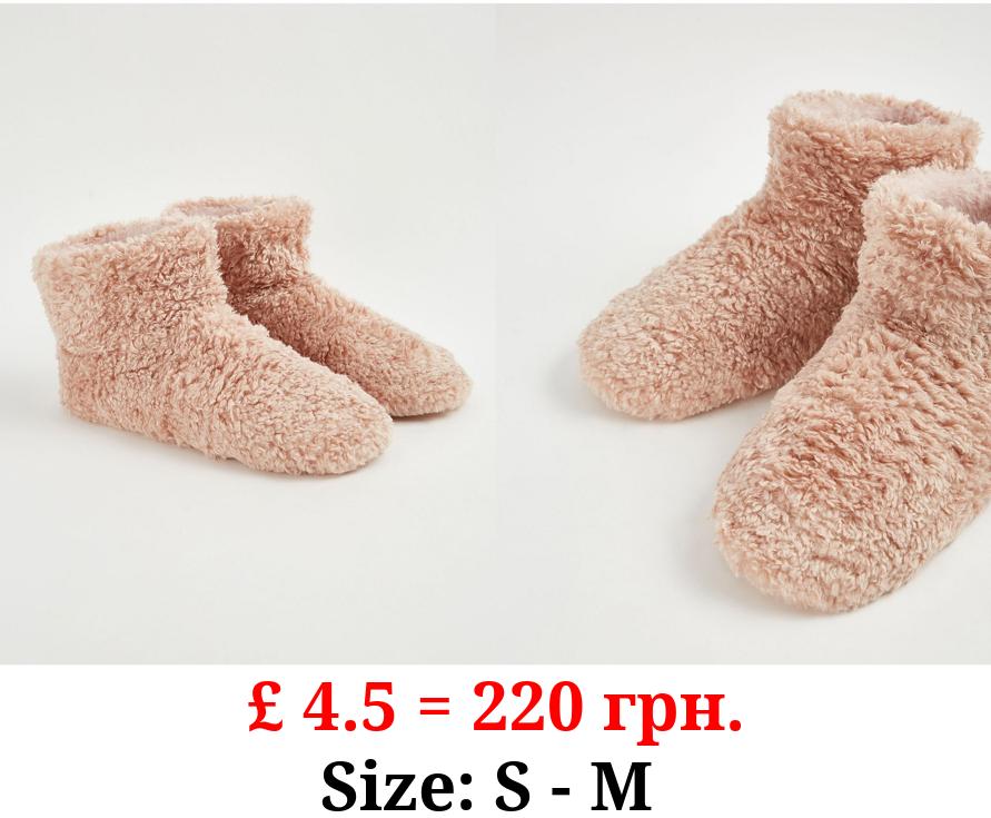 Pink Borg Slipper Boots