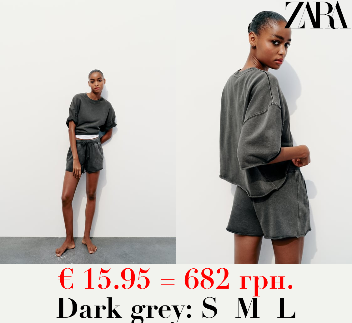 SHORT SLEEVE RIBBED PLUSH SWEATSHIRT