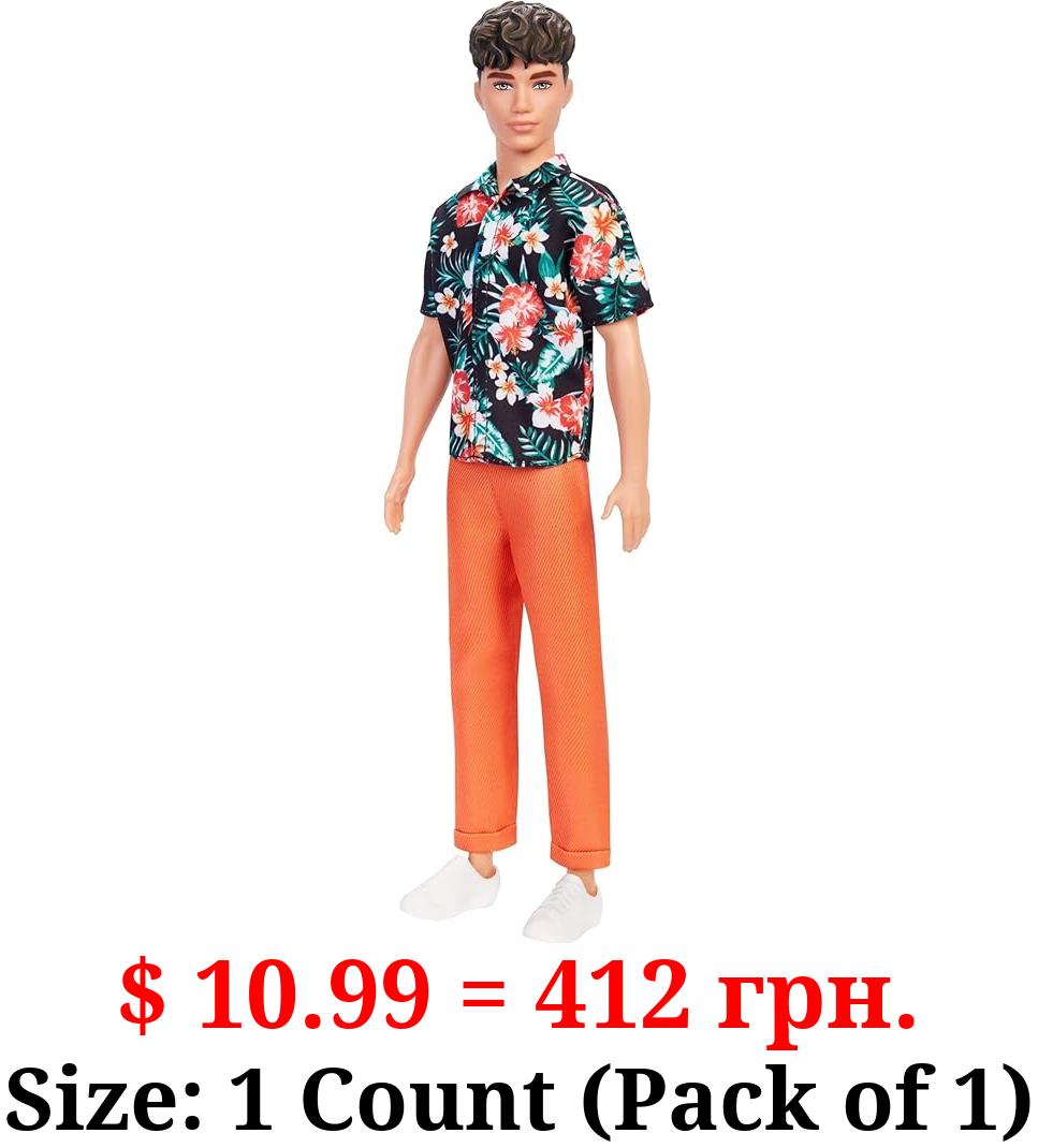 Barbie Ken Fashionistas Doll #184 with Brown Cropped Hair, Hawaiian Shirt, Orange Pants and White Deck Shoes
