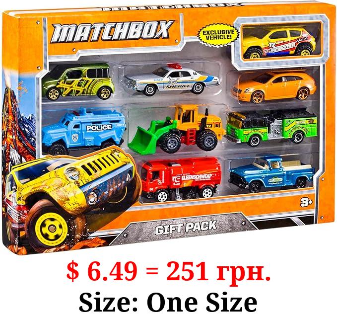 Matchbox Cars, 9-Pack Die-Cast 1:64 Scale Toy Cars, Construction or Garbage Trucks, Rescue Vehicles or Planes (Styles May Vary)