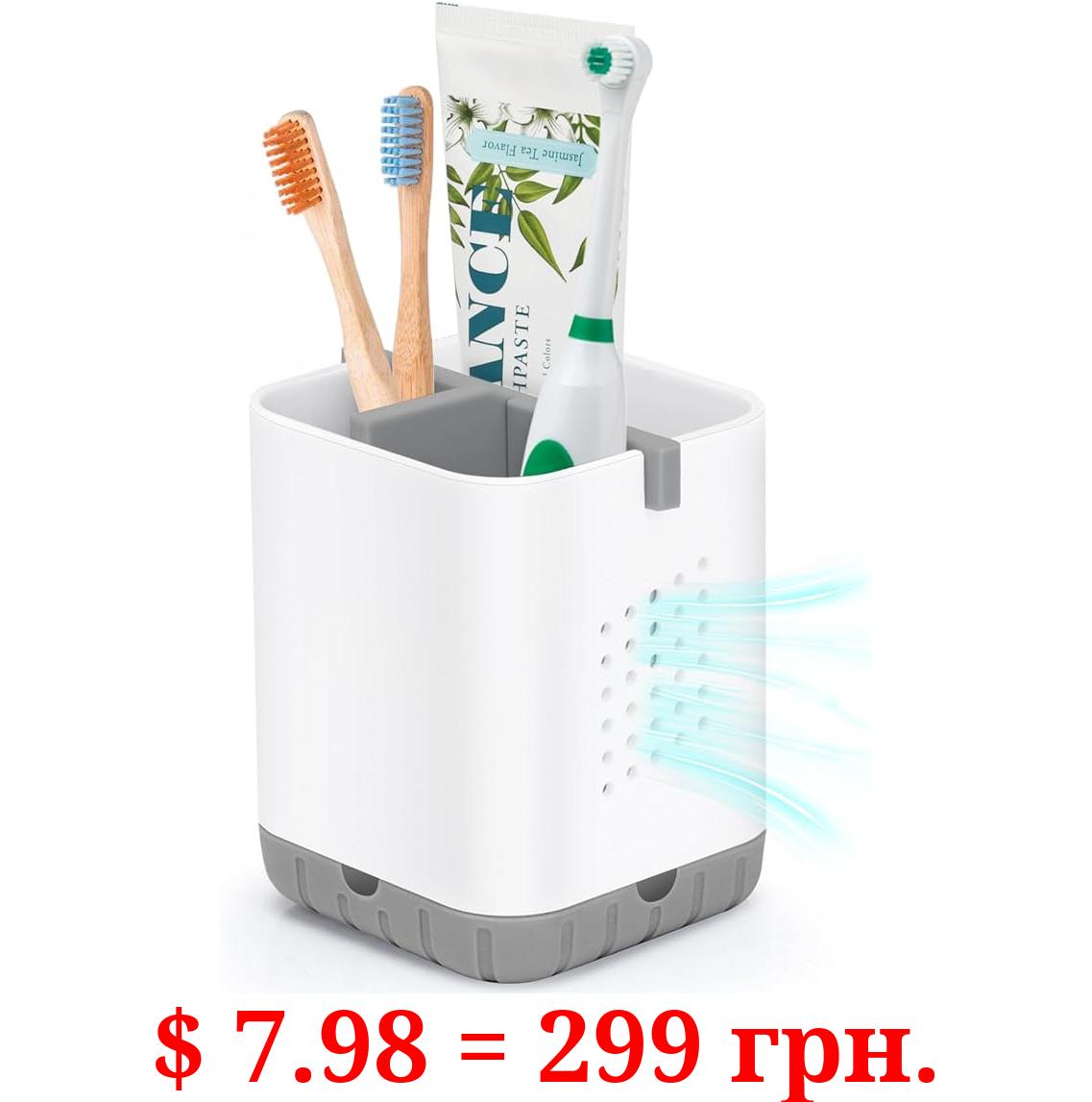 Boperzi Toothbrush Holders for Bathrooms, Detachable Electric Toothbrush Holder, Kids Toothbrush Holder Drainage, 3 slot Toothbrush and Toothpaste Holder Storage Caddy, Toothbrush Organizer White/Grey