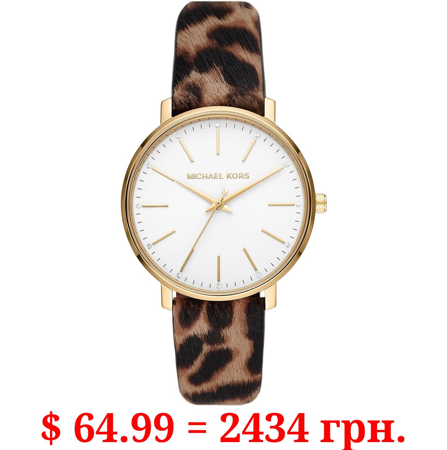 Michael Kors Women's Pyper Gold-Tone Stainless Steel and Cheetah Print Leather Band Watch (Model: MK4751)