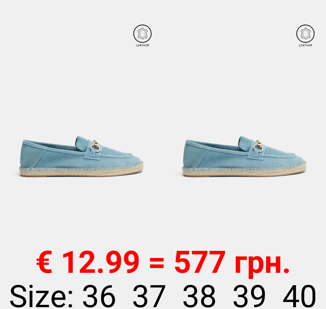 Leather espadrilles with buckle