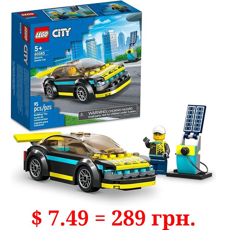 LEGO City Electric Sports Car 60383, Toy for 5 Plus Years Old Boys and Girls, Race Car for Kids Set with Racing Driver Minifigure, Building Toys